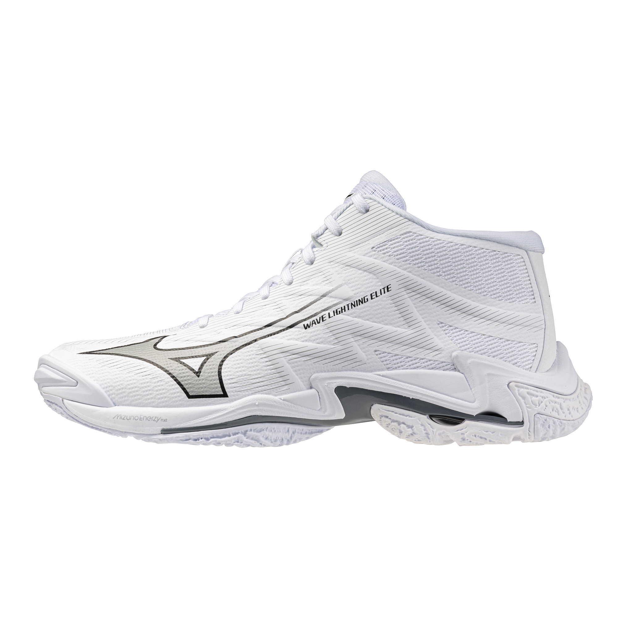 MIZUNO WAVE LIGHTNING ELITE MID WHITE ULTIMATE GRAY BLACK